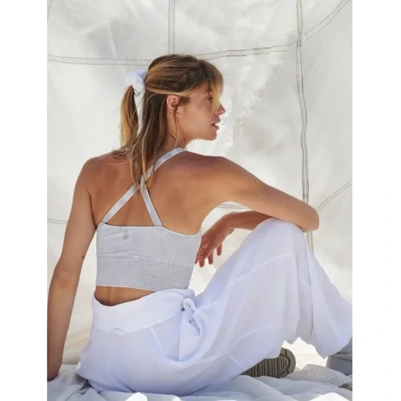 Free People Movement Good Karma Crop Tank, Ice Grey Blue - Size M/L - Picture 2 of 9